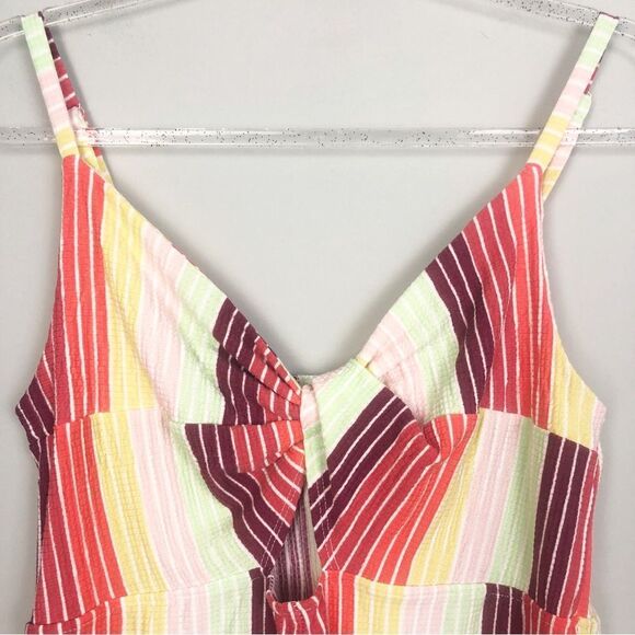WILD FABLE | Colorful Striped Romper Twist Knot Cut Out Front Women’s Size M - Picture 6 of 11